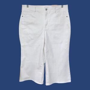 NYDJ Cool Embrace Wide Leg Denim Crop Jeans OPTIC WHITE sz 12 PETITE